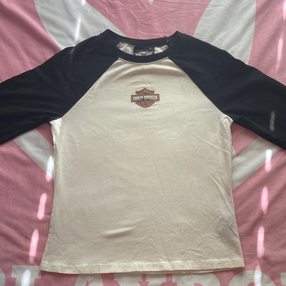 Harley-Davidson Black and Cream women’s Long Sleeve Tee ‼️sold‼️